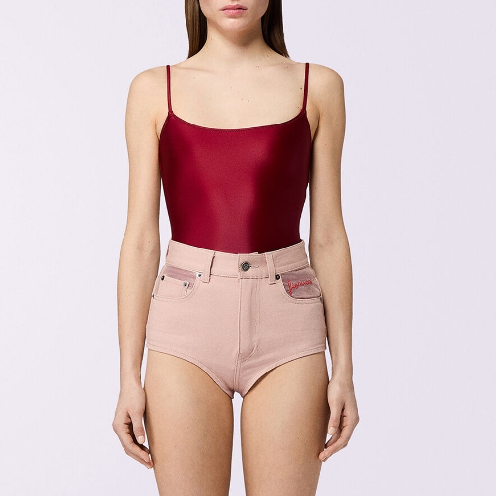 Fiorucci Pink High-Waisted Shorts Partial See Through Hot Pants Booty Shorts 29